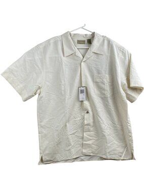 Natural Issue Mens Hawaiian Shirt XL Embroidered Palm Trees Ivory NWT Summer